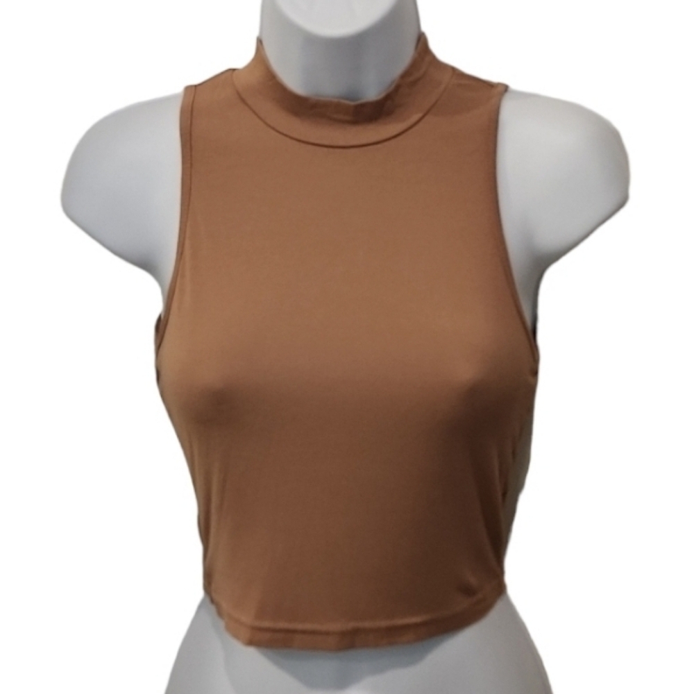 High Neck Sleeveless Crop Tank Top
